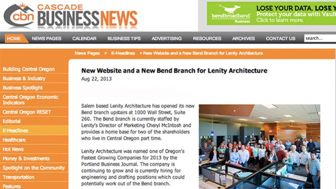 In the News - Bend Branch and the New Website 1